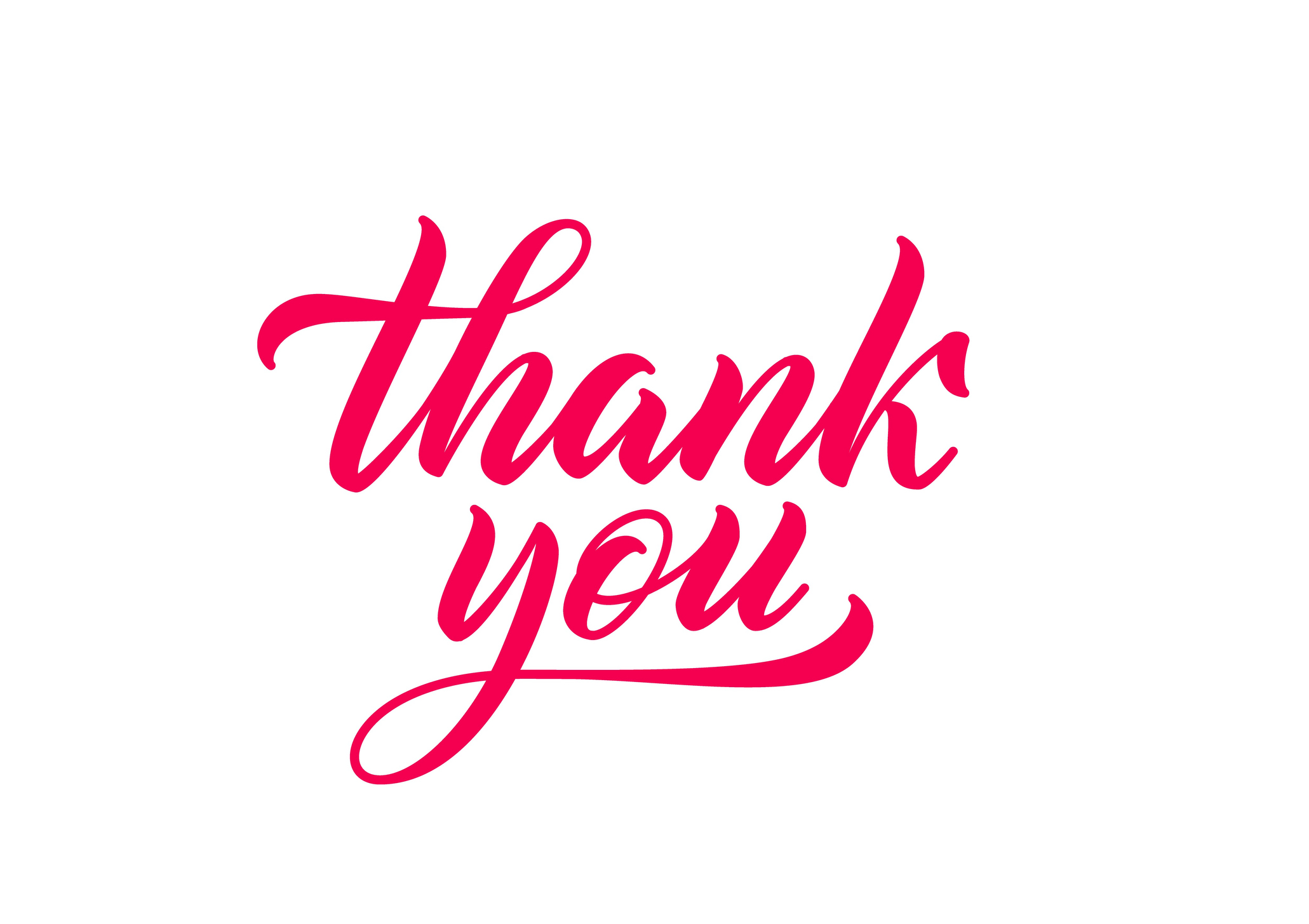 Thank you hand drawn lettering. Calligraphy inscription. Red handwriting text in lettering style.
